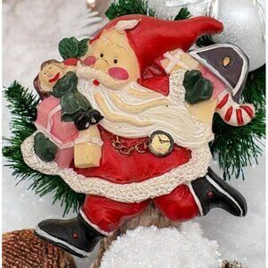 Vintage Santa Claus Refrigerator Magnet Late Christmas Delivery Hand Painted